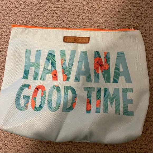 NWOT Pura Vida ‘Havana Good Time’ Makeup Bag in Blue Multi OS - Picture 8 of 11